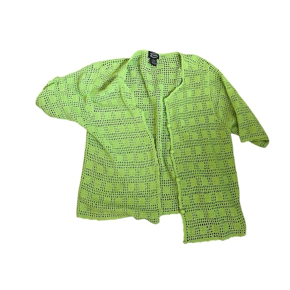 Designers Originals Vibrant Green Open Knit Cardigan